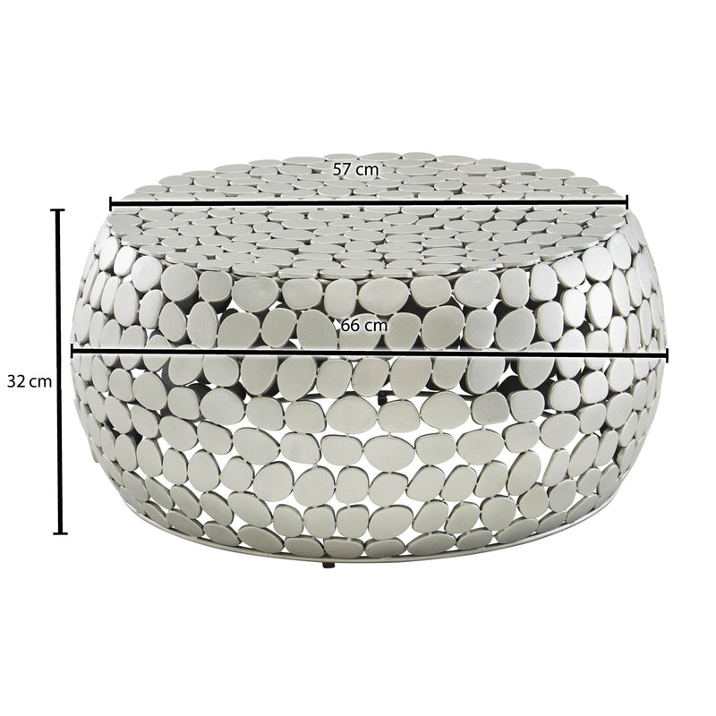 Couchtisch Aluminium Silber Rund 66x66x32cm Modern Wohnzimmer