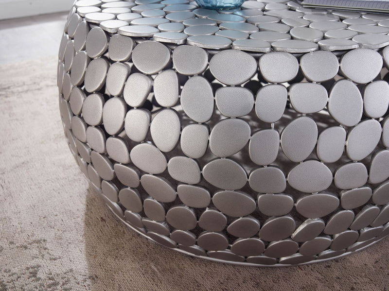 Couchtisch Aluminium Silber Rund 66x66x32cm Modern Wohnzimmer