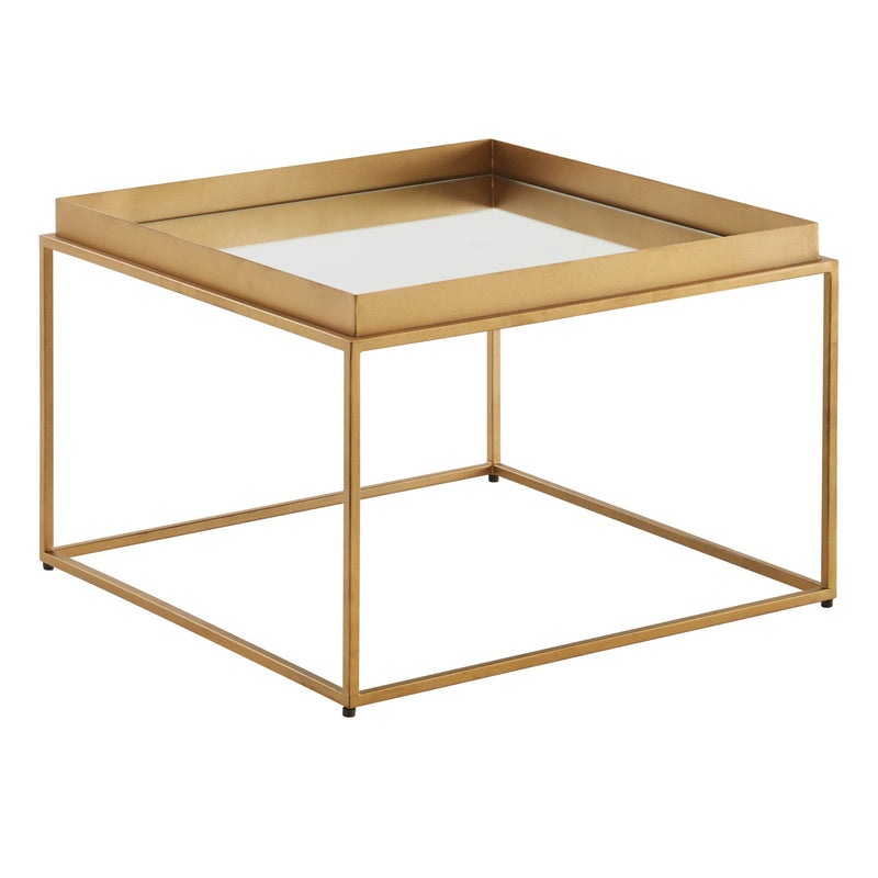 Couchtisch Glas Metall 60x60x41cm Gold Modern Quadratisch Wohnzimmer