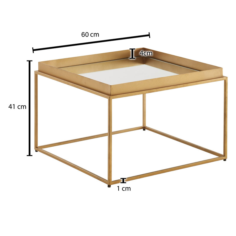 Couchtisch Glas Metall 60x60x41cm Gold Modern Quadratisch Wohnzimmer