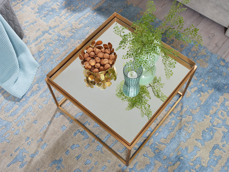 Couchtisch Glas Metall 60x60x41cm Gold Modern Quadratisch Wohnzimmer