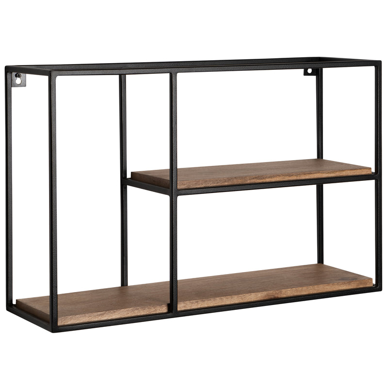 Wandregal 60x40x18cm Mango Massivholz Metall Industrial Design