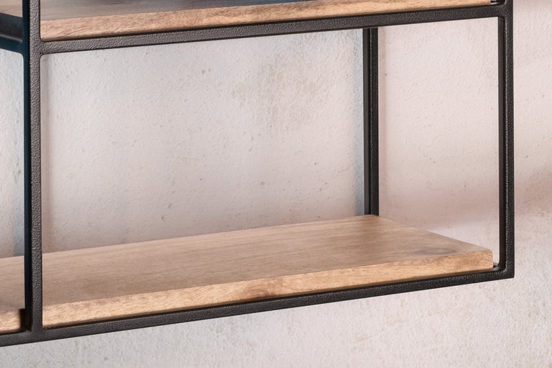 Wandregal 60x40x18cm Mango Massivholz Metall Industrial Design