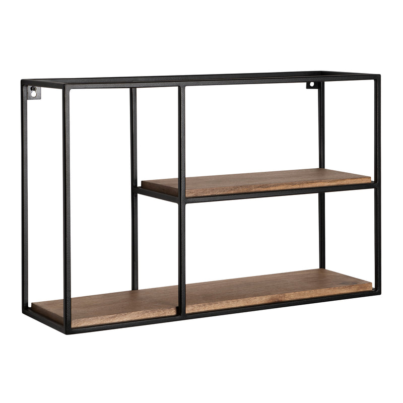 Wandregal 60x40x18cm Mango Massivholz Metall Industrial Design