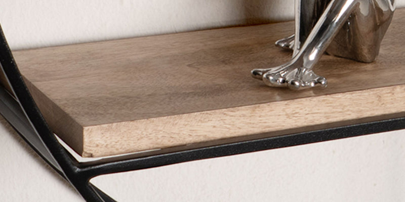 Wandregal Rund 70x70x18cm Mango Massivholz Metall Industrial Design