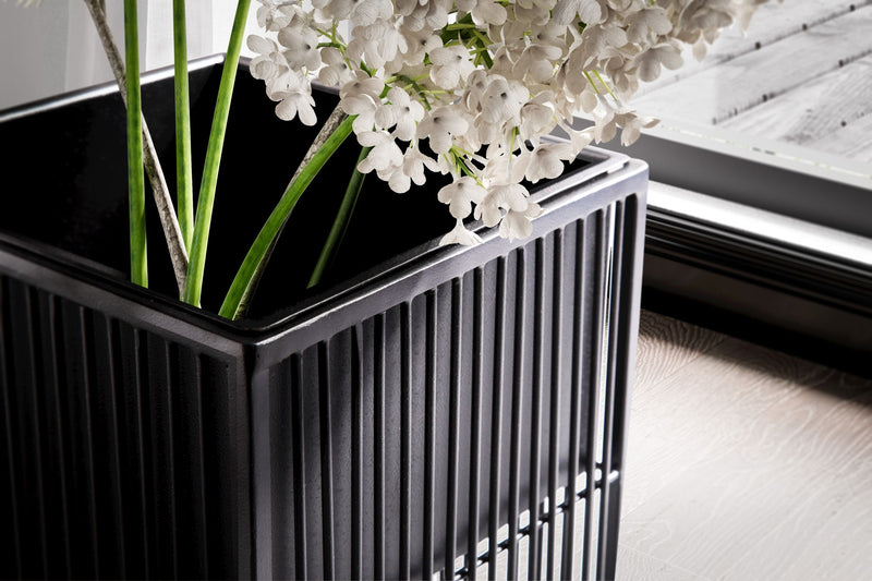 Blumentopf 2er Set Metall Schwarz Quadratisch Indoor Pflanzkübel
