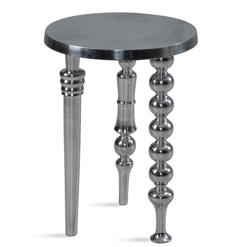 Beistelltisch Aluminium 44x44x63cm Dreibein Rund Silber Modern
