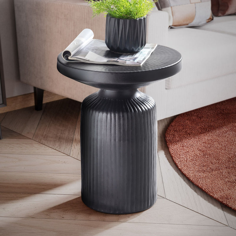 Beistelltisch Rund 40x40x50cm Metall Schwarz Aluminium Modern
