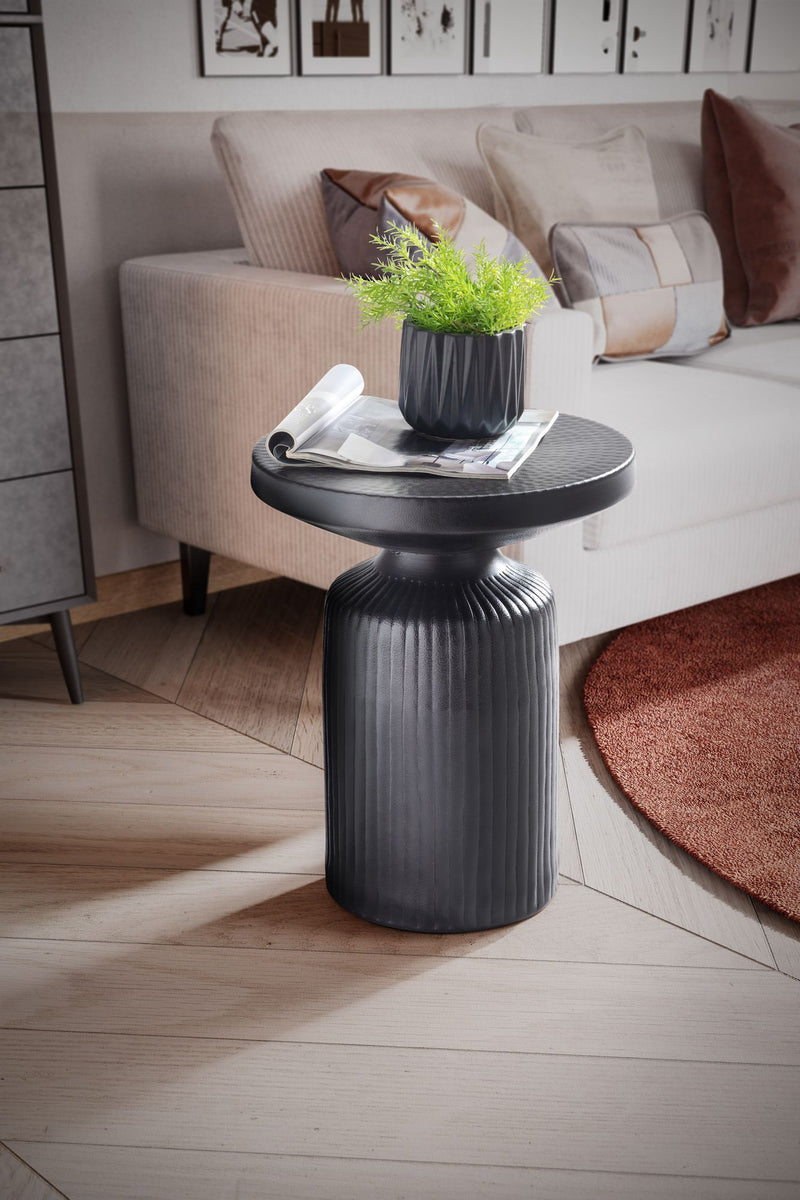 Beistelltisch Rund 40x40x50cm Metall Schwarz Aluminium Modern