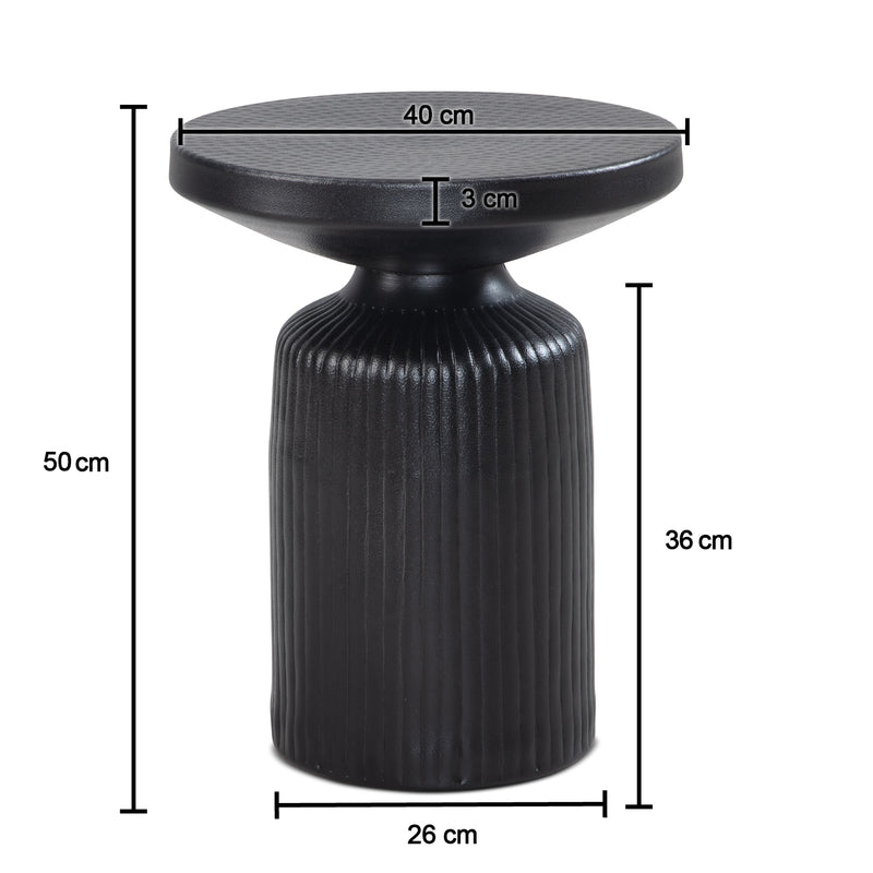 Beistelltisch Rund 40x40x50cm Metall Schwarz Aluminium Modern