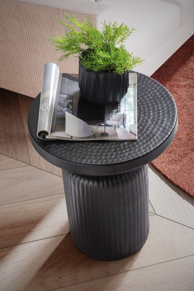 Beistelltisch Rund 40x40x50cm Metall Schwarz Aluminium Modern