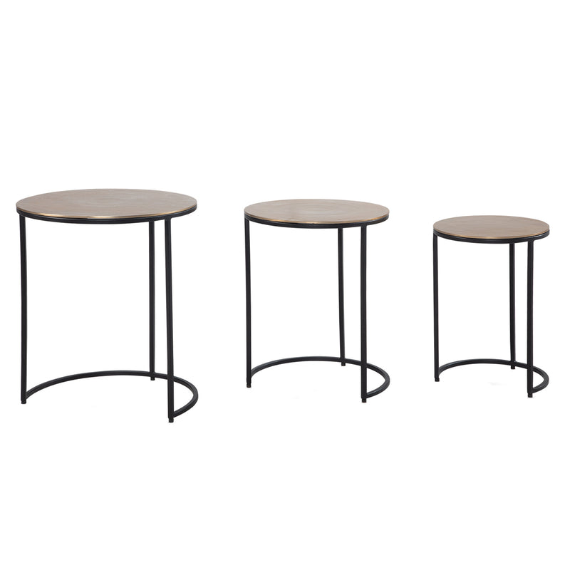 Beistelltisch 3er Set Aluminium Gold Schwarz Rund Modern Wohnzimmer