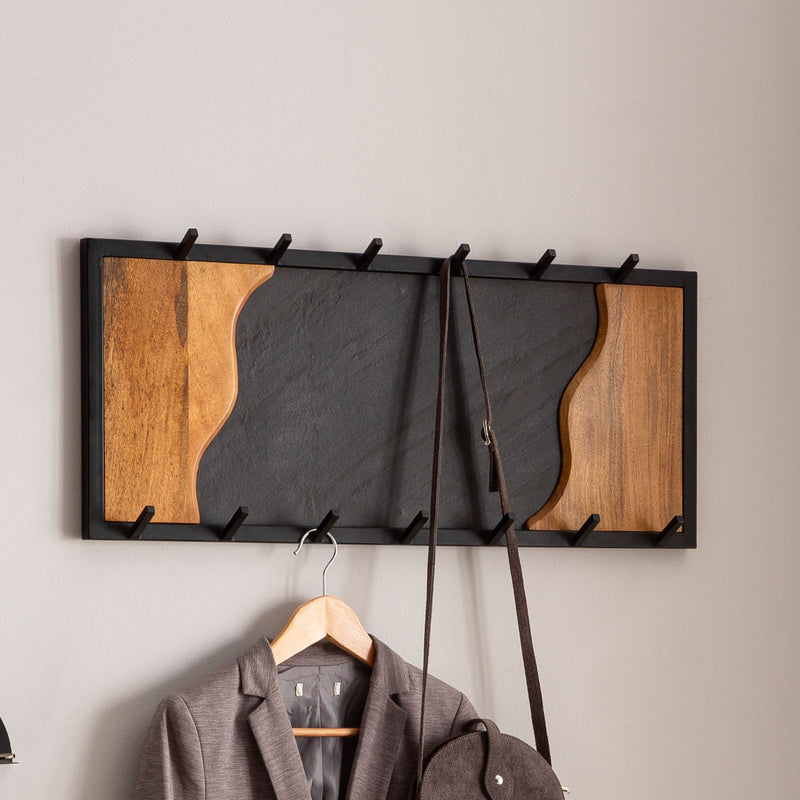 Wandgarderobe Mango Massivholz Steinoptik 80x36x6cm Metallrahmen