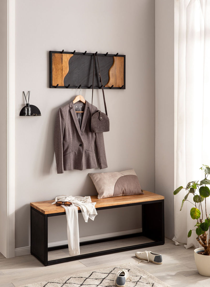 Wandgarderobe Mango Massivholz Steinoptik 80x36x6cm Metallrahmen