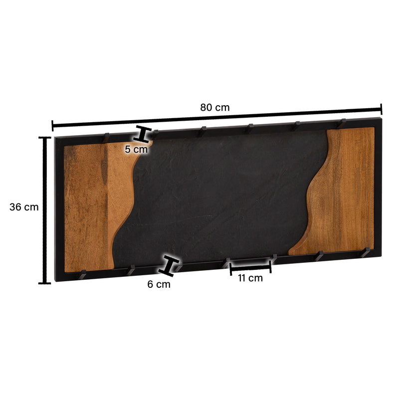 Wandgarderobe Mango Massivholz Steinoptik 80x36x6cm Metallrahmen