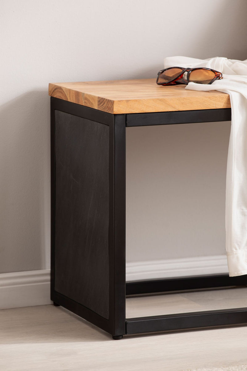 Sitzbank Akazie Massivholz 120x45x35cm Metallgestell Steinoptik