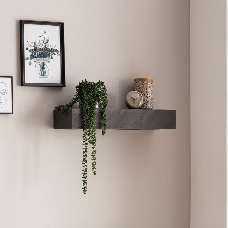 Wandregal Mango Massivholz 60x10x20cm Steinoptik Anthrazit Modern