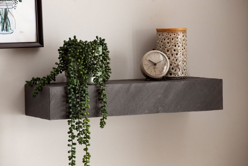 Wandregal Mango Massivholz 60x10x20cm Steinoptik Anthrazit Modern