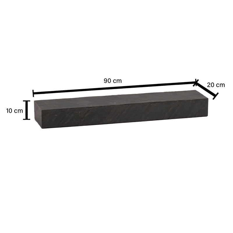 Wandregal 90x10x20cm Mango Massivholz Steinoptik Anthrazit Modern