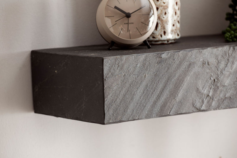 Wandregal 90x10x20cm Mango Massivholz Steinoptik Anthrazit Modern