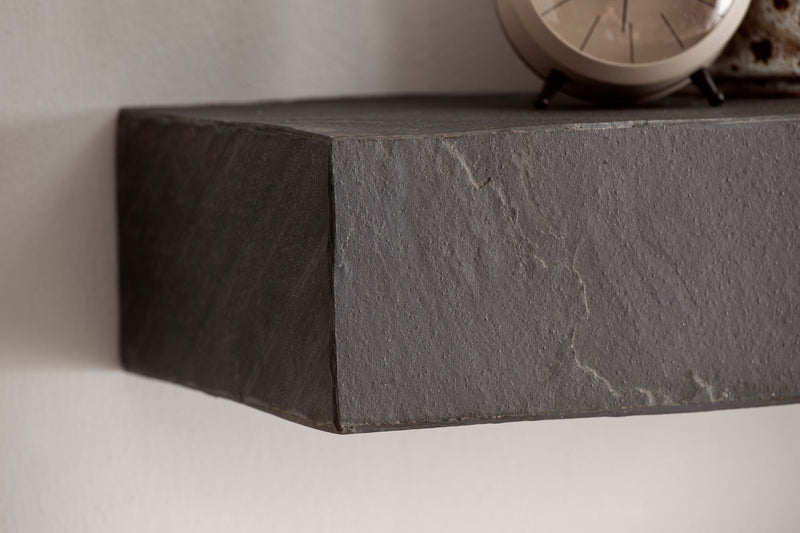 Wandregal 120x10x20cm Mango Massivholz Steinoptik Anthrazit Modern