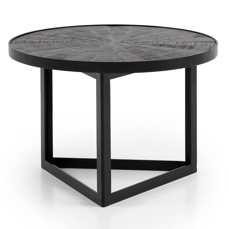 Couchtisch Mango Massivholz Rund 58x58x40cm Metall Schwarz Industrial