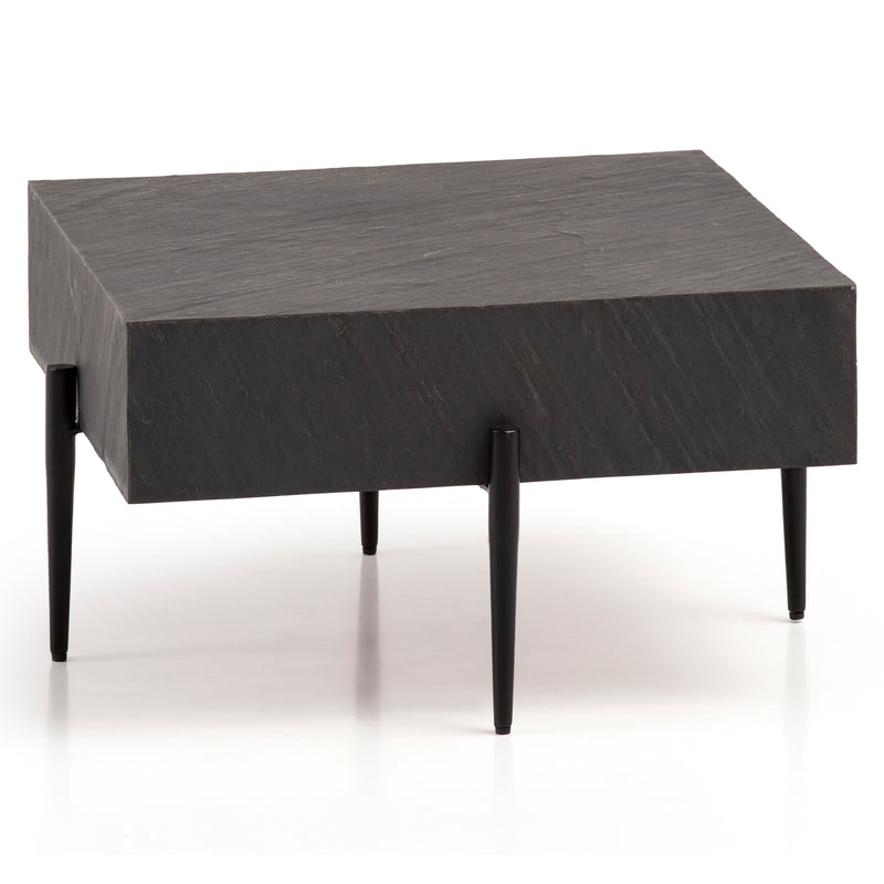 Couchtisch 64x64x35cm Steinoptik Metall Anthrazit Quadratisch Modern