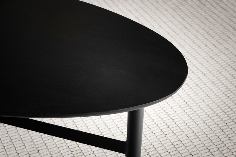 Couchtisch Mango Massivholz Metall Schwarz Nierenform Modern 86x50x37cm