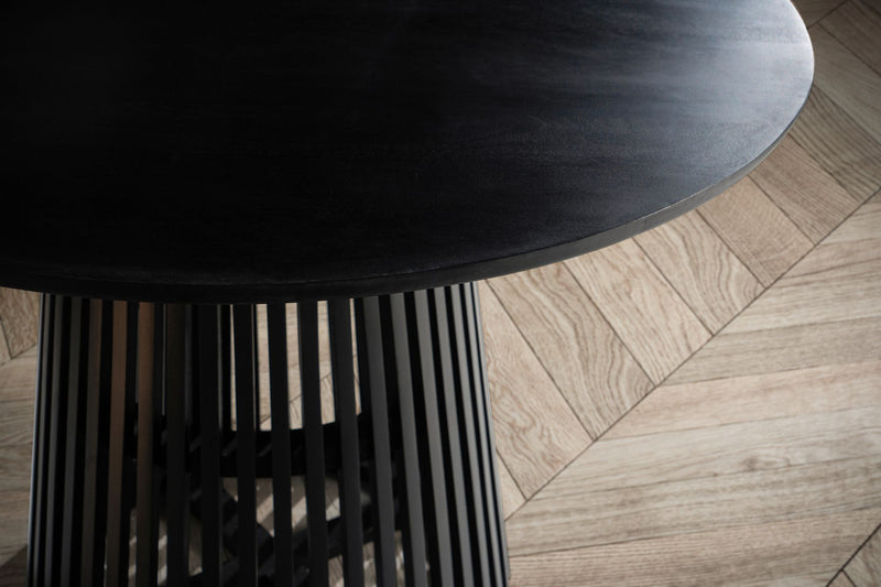 Esstisch Mango Massivholz 120x120cm Rund Schwarz Gittergestell Modern