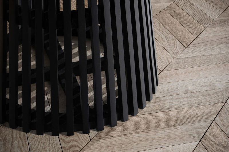 Esstisch Mango Massivholz 120x120cm Rund Schwarz Gittergestell Modern