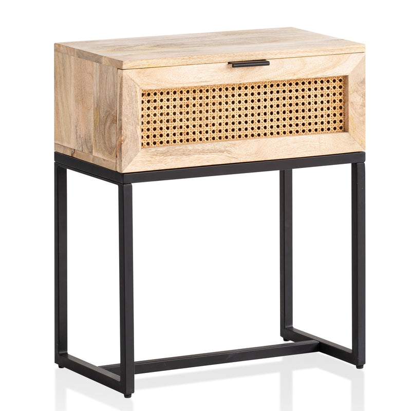 Nachtkonsole Mango Rattan 50x60x30cm Schublade Wiener Geflecht Braun