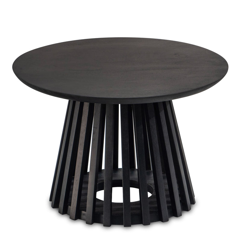 Couchtisch Mango Massivholz Rund 60x60x41cm Schwarz Modern Gittergestell