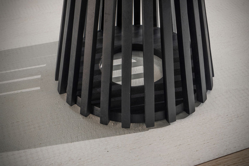 Couchtisch Mango Massivholz Rund 60x60x41cm Schwarz Modern Gittergestell