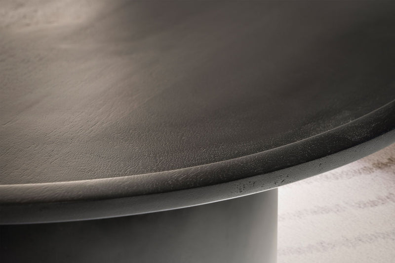 Couchtisch Mango Massivholz Rund 60x60x40cm Schwarz Trommelgestell