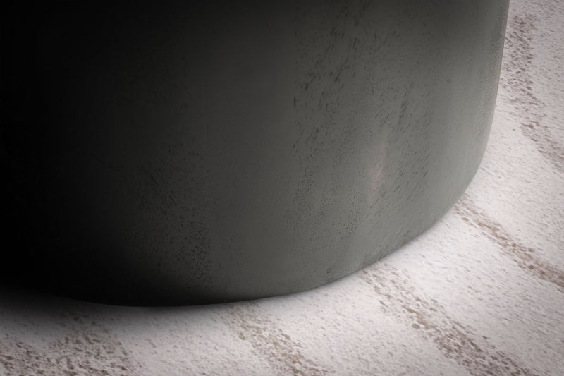 Couchtisch Mango Massivholz Rund 60x60x40cm Schwarz Trommelgestell