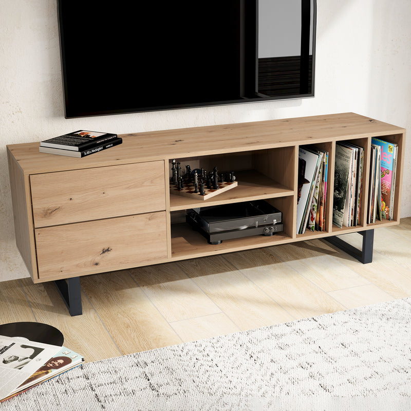 Lowboard Eiche-Dekor 150x55x40cm TV-Kommode Modern mit Schubladen