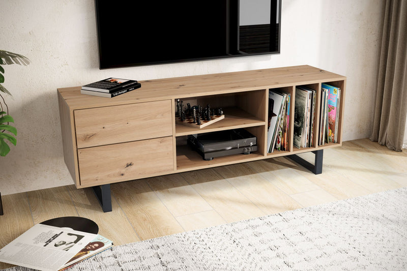 Lowboard Eiche-Dekor 150x55x40cm TV-Kommode Modern mit Schubladen
