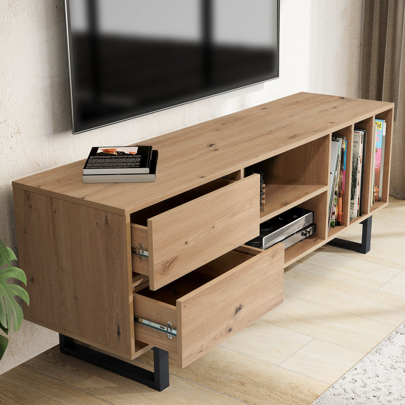 Lowboard Eiche-Dekor 150x55x40cm TV-Kommode Modern mit Schubladen