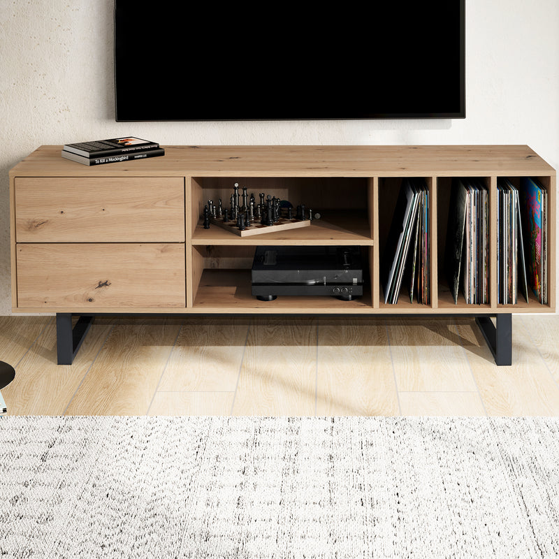Lowboard Eiche-Dekor 150x55x40cm TV-Kommode Modern mit Schubladen
