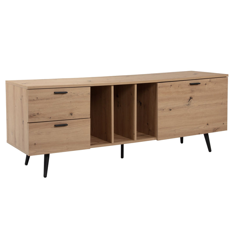 Lowboard Eiche-Dekor 150x55x40cm TV-Kommode Modern mit Tür & Schubladen