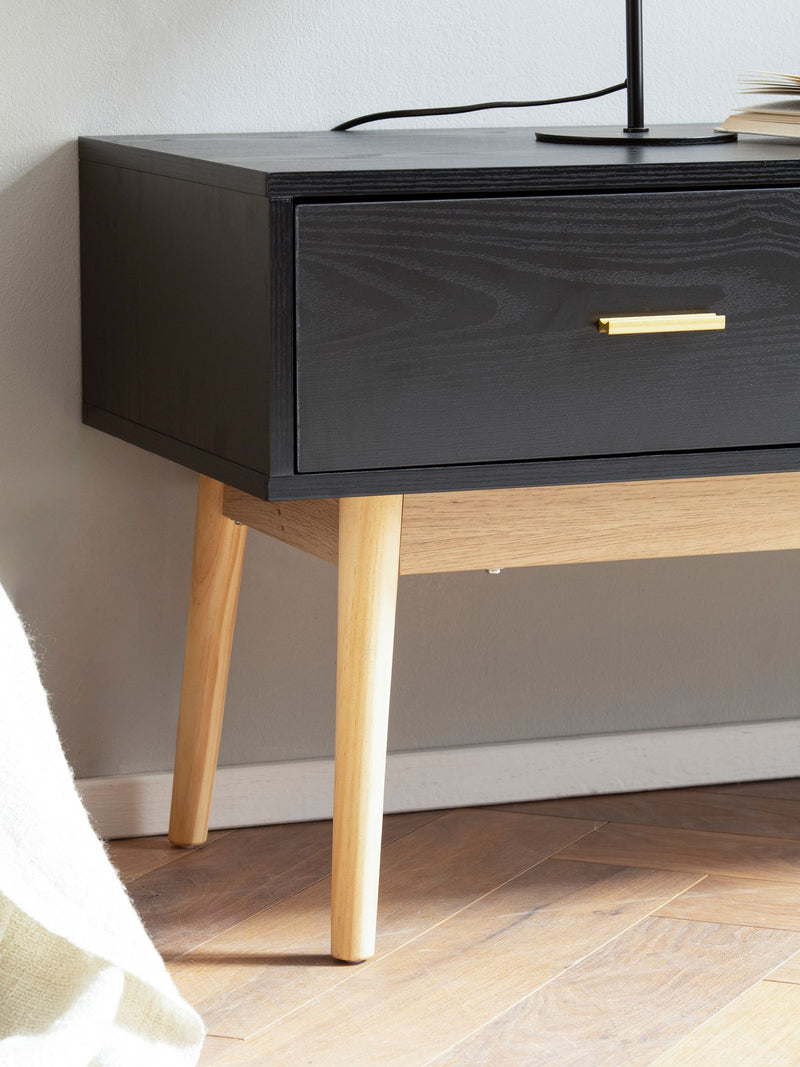 Lowboard Schwarz Eiche-Dekor 150x50x40cm TV-Kommode Modern Schubladen