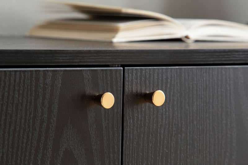 Sideboard 140x75x40cm Schwarz Eiche-Dekor 2 Türen Schublade Fach