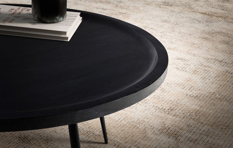 Couchtisch Rund Mango Massivholz Metall Schwarz 75x75x38cm Wohnzimmer