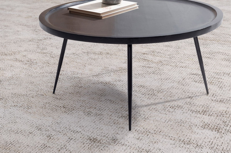 Couchtisch Rund Mango Massivholz Metall Schwarz 75x75x38cm Wohnzimmer