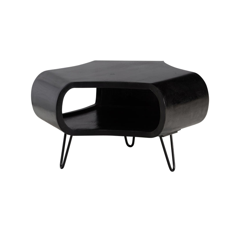 Couchtisch Mango Massivholz 60x60x35cm Metall Schwarz Stauraum