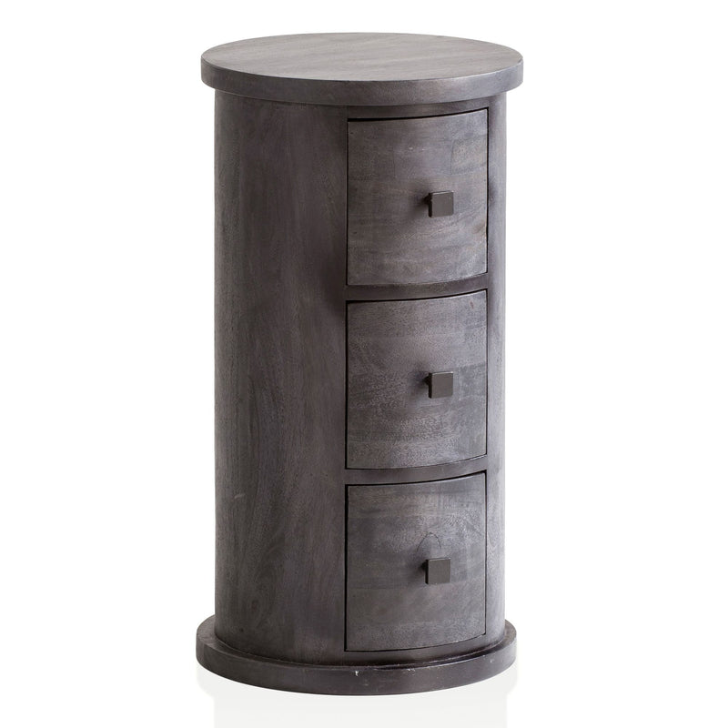 Sideboard Mango Massivholz Schwarz 3 Schubladen 34x65x34 cm