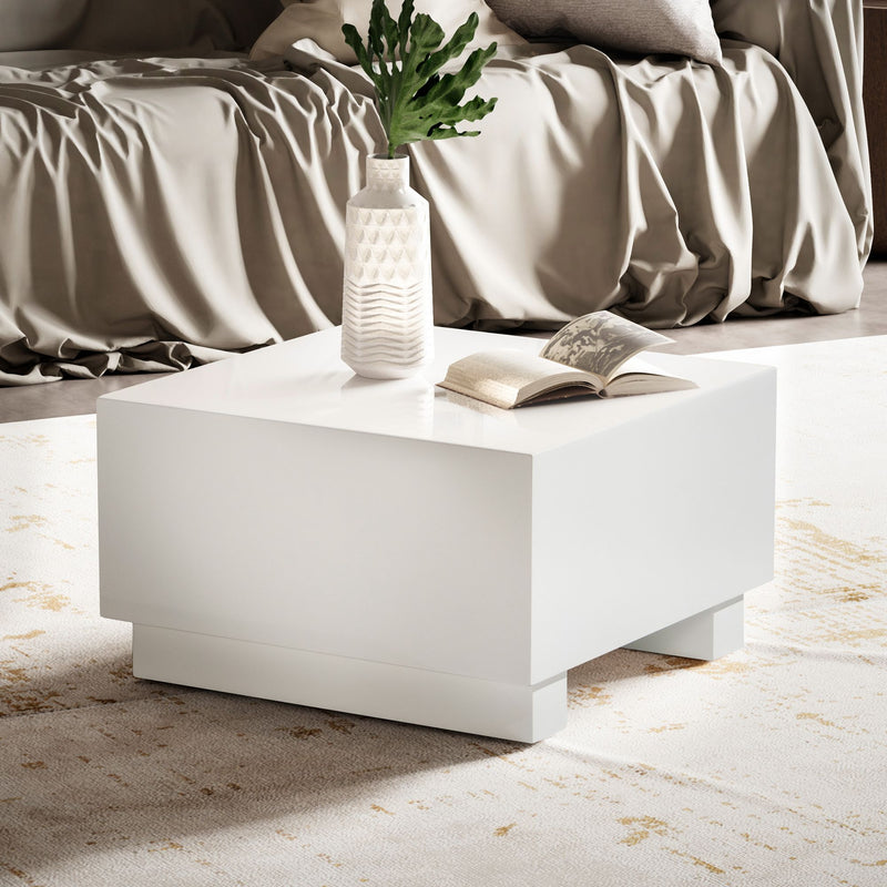 Couchtisch MONOBLOC 60x60x35cm Weiß Hochglanz Quadratisch Design