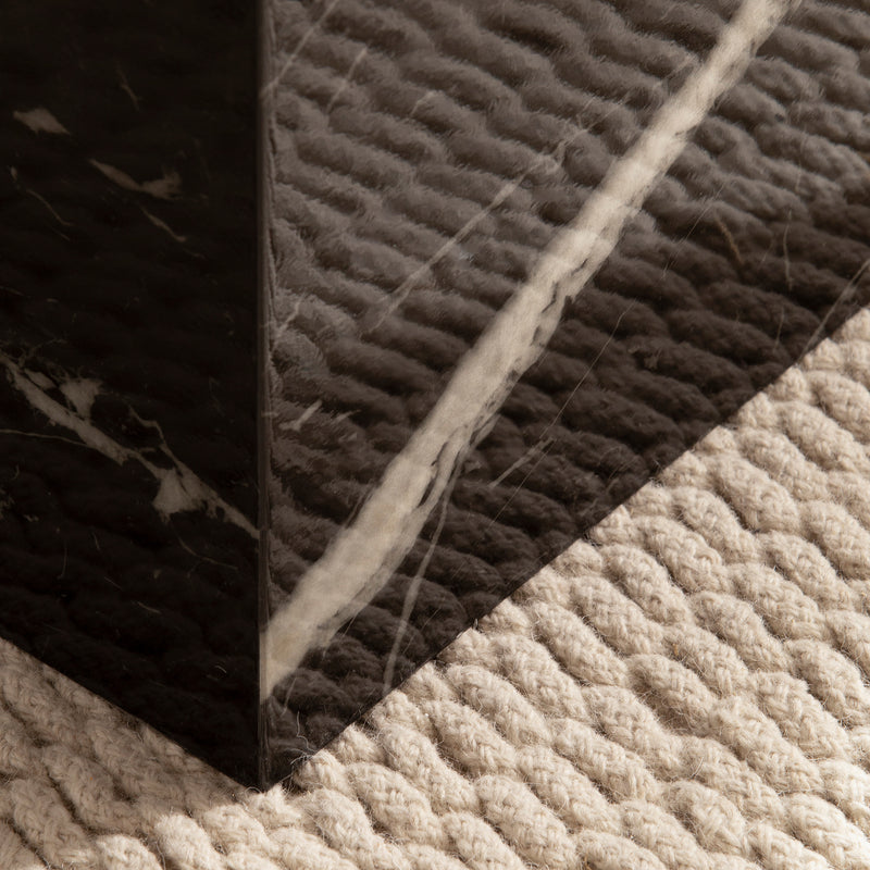 Couchtisch Monobloc 40x40x45cm Schwarz Hochglanz Marmoroptik Quadratisch