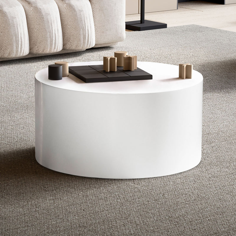 Couchtisch Monobloc 60x60x30cm Weiß Hochglanz Rund Modern Design