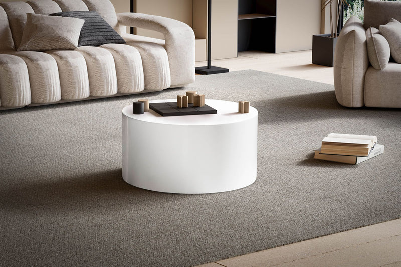 Couchtisch Monobloc 60x60x30cm Weiß Hochglanz Rund Modern Design